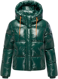 dames gewatteerde winterjas Skyraa met capuchon & glanzend design Groen