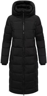 dames gewatteerde wintermantel Lanitaa XVI met afneembare capuchon Zwart - 6XL