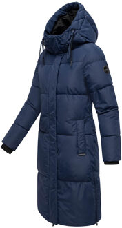 dames gewatteerde wintermantel Michikoo met capuchon & magneetzakken Blauw