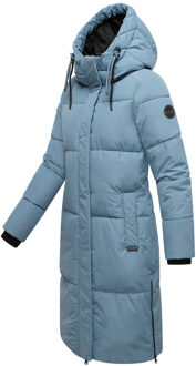 dames gewatteerde wintermantel Michikoo met capuchon & magneetzakken Blauw