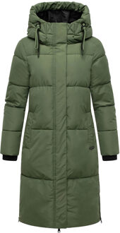 dames gewatteerde wintermantel Michikoo met capuchon & magneetzakken Groen - XL