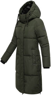 dames gewatteerde wintermantel Michikoo met capuchon & magneetzakken Groen - XS
