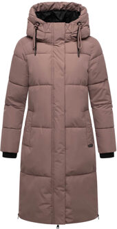 dames gewatteerde wintermantel Michikoo met capuchon & magneetzakken Paars - XL