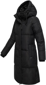 dames gewatteerde wintermantel Michikoo met capuchon & magneetzakken Zwart - 3XL