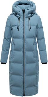 dames gewatteerde wintermantel Tikoraa met afneembare capuchon Blauw