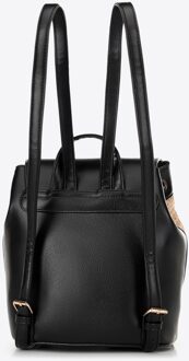 Dames Geweven Rugzak Zwart en Beige Zwart en Beige Polyurethaan