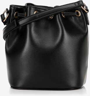 Dames Geweven Tas Zwart en Beige Polyurethaan