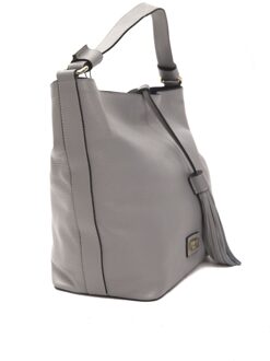 Dames Grijze Leren Schoudertas Zwart - One Size