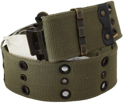 Dames Groen 100% Katoen Rustiek Bronzen Gesp Riem