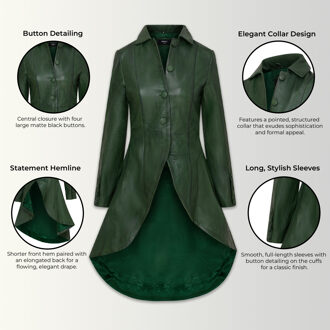Dames Groene Gotische Victoriaanse Leren Jas - Vantaa - XS