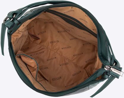 Dames handtas, eco-leren tas met klinknagels, groen