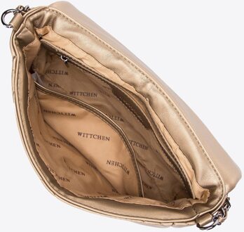 Dames handtas gewatteerd met vierkantjes aan een ketting, klein goud