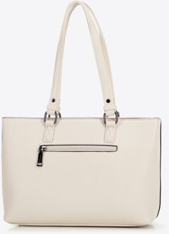 Dames handtas van eco-leer, erwtenkleurig, crème - One Size