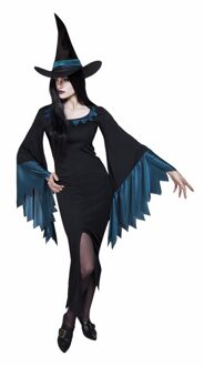 Dames heksen kostuum zwart met blauw