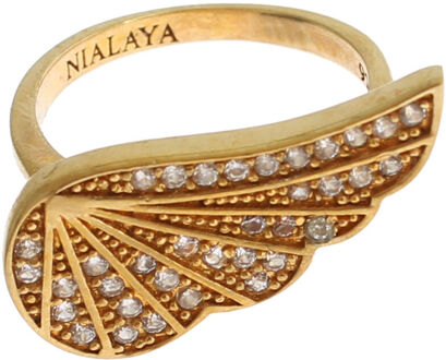 Dames Heldere CZ Gouden 925 Zilveren Authentieke Ring - K