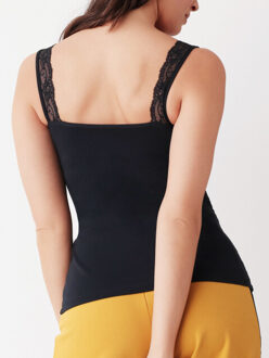 Dames hemd met kant Zwart - S