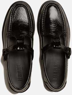 Dames Hereu Alber Crinkled Loafers Glanzend Leren Flats in Zwart - EU 40.5 / UK 7