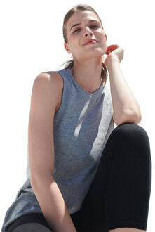 Dames hoog-hals vest top - maat L Grijs