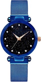 Dames Horloge Sta-Rry Sky Horloge Magnetische Band Vrouwen Quartz Horloge Diamant Horloges Dames Horloge Luxe Vrouwen Horloges # C Blauw