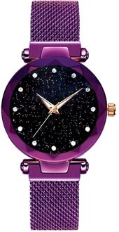 Dames Horloge Sta-Rry Sky Horloge Magnetische Band Vrouwen Quartz Horloge Diamant Horloges Dames Horloge Luxe Vrouwen Horloges # C Paars