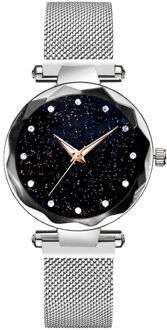Dames Horloge Sta-Rry Sky Horloge Magnetische Band Vrouwen Quartz Horloge Diamant Horloges Dames Horloge Luxe Vrouwen Horloges # C Zilver