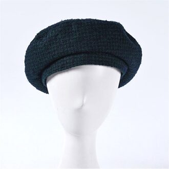 Dames Houndstooth Tweed Baretten Parijs Hoeden Mode Vrouwen Herfst Winter Gebreide Caps Zwarte Platte Hoed