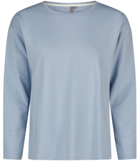 Dames huispak broek + sweater effen Blauw - M