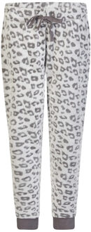 Dames huispak fleece broek + sweater grijs panterprint - maat L Veelkleurig