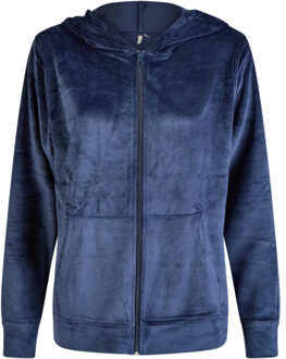 Dames huispak velours effen Blauw - XL