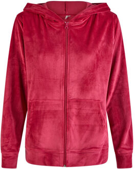 Dames huispak velours effen - maat M Rood