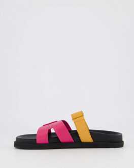 Dames ibiza slipper zwart/fuxia - maat 38 Roze