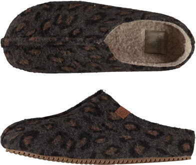 Dames instap slippers/pantoffels luipaard print beige maat 39-40 - Sloffen - volwassenen