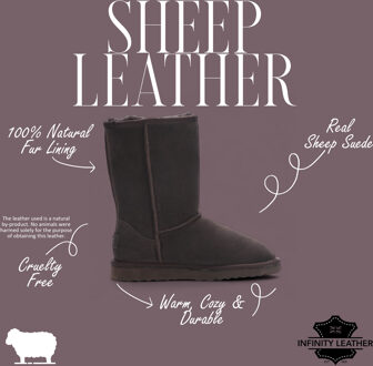 Dames instaplaarzen van echt schapenvacht, bruin suède - Dusk - maat