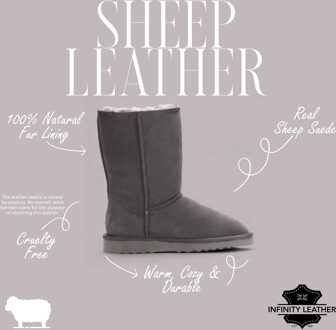 Dames instaplaarzen van echt schapenvacht, grijs suède - Dusk