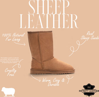 Dames instaplaarzen van echt schapenvacht, kastanjebruin suède - Dusk - EU 37