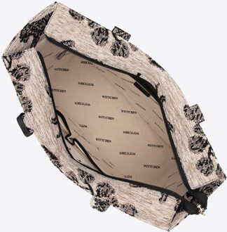 Dames jacquard-patroon shoppertas, bruin en zwart - maat