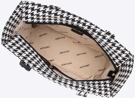 Dames Jacquard Tassel Shopper Bag Zwart en Wit Katoen Zwart/wit - One Size