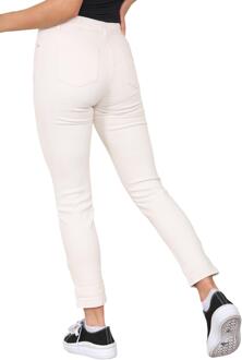 Dames jeans met hoge taille en taps toelopende rechte pijpen in beige Ecru - EU 38 Normaal / UK 10 Normaal