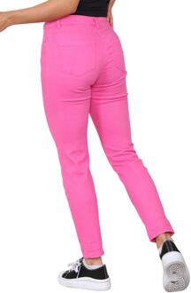 Dames jeans met hoge taille en taps toelopende rechte pijpen in roze - EU 38 Normaal / UK 10 Normaal
