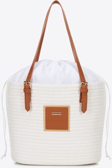 Dames Katoenmix Mand Off-White Polyester Gebroken wit