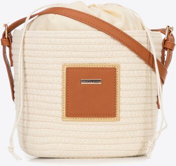 Dames Katoenmix Mandtas Klein Beige Polyester