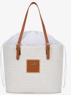 Dames Katoenmix Shopper Bag Off-White Polyester Gebroken wit