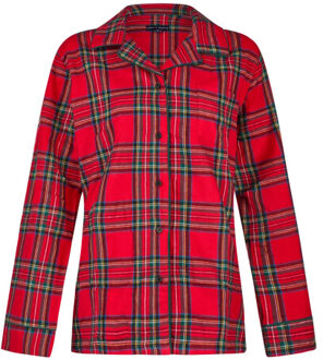 Dames kerst pyjama set shirt + broek geruit flanel - maat L Rood