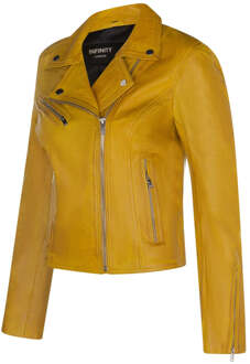 Dames klassiek leren Brando bikerjack-Loughton - maat EU 42 / UK 14 Geel