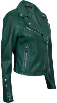 Dames klassiek leren Brando bikerjack-Loughton - maat EU 44 / UK 16 Groen
