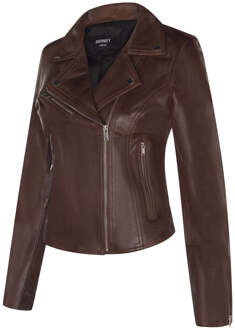 Dames klassiek leren Brando bikerjack-Loughton - maat EU 46 / UK 18 Bruin