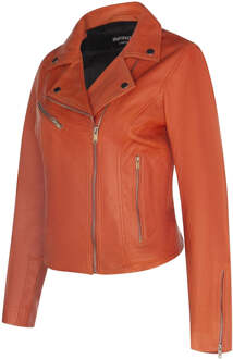 Dames klassiek leren Brando bikerjack-Loughton Oranje - EU 40 / UK 12
