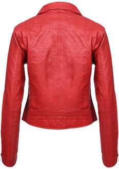 Dames klassiek leren Brando bikerjack-Loughton Rood - EU 40 / UK 12