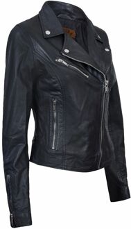Dames klassiek leren Brando bikerjack-Loughton Zwart - EU 42 / UK 14