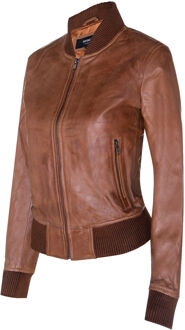 Dames klassiek MA-1 leren bomberjack-Newcastle - maat EU 48 / UK 20 Bruin